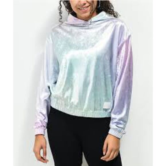 Nike Women Pastel Velour Hoodie Rainbow Velvet Cozy Sporty Plus Size 1X E114 - Picture 2 of 8